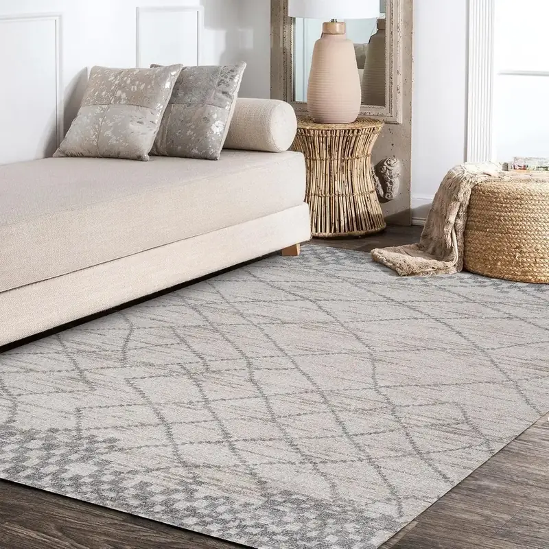 Byyvoo Square Neutral Abstract Low-pile Rug — view 3