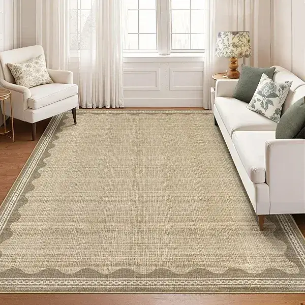 Garvee Scalloped Abstract Beige Rug