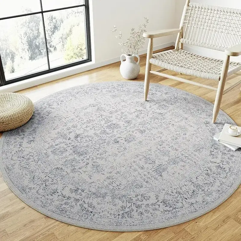 Bavni Round -machine Vintage Floral Rug
