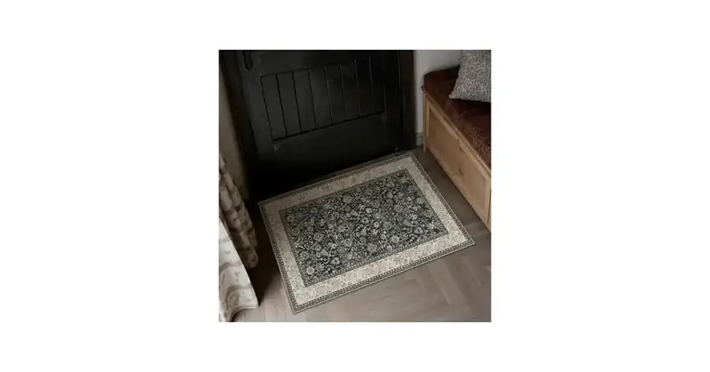Hugear Floral Black Beige 2×3 Rug — view 2