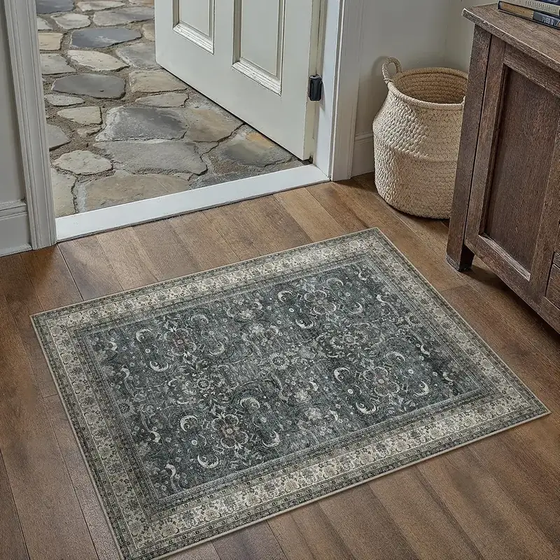 Hugear Floral Black Beige 2×3 Rug — view 3