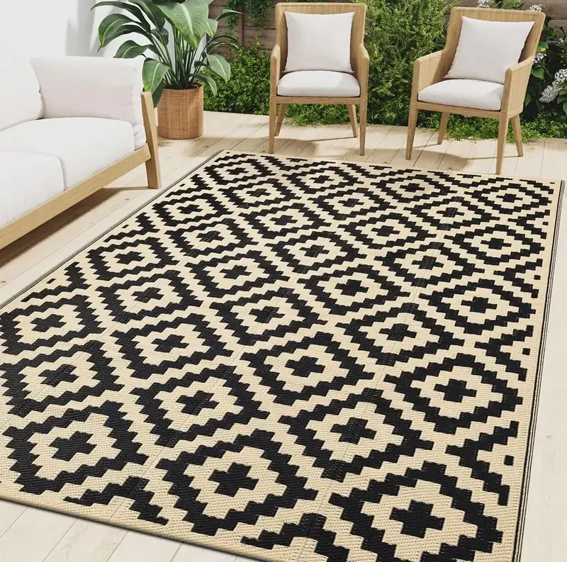 Othilic Black Tan Geometric Rug