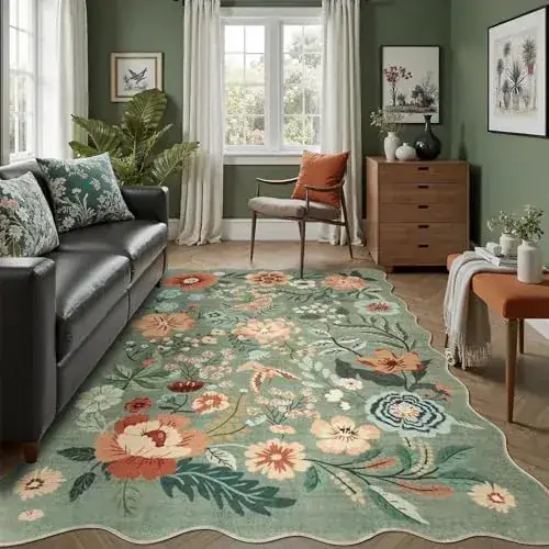 DCX Green Vintage Floral Rug — view 3