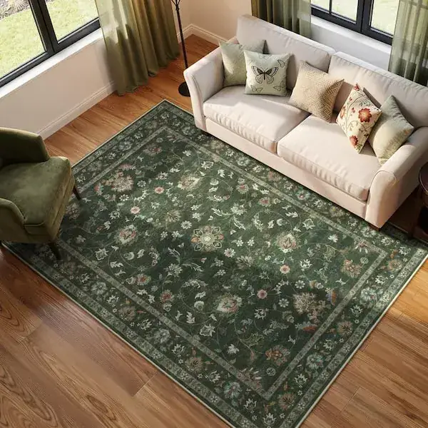 DCX Green Vintage Floral Rug — view 4