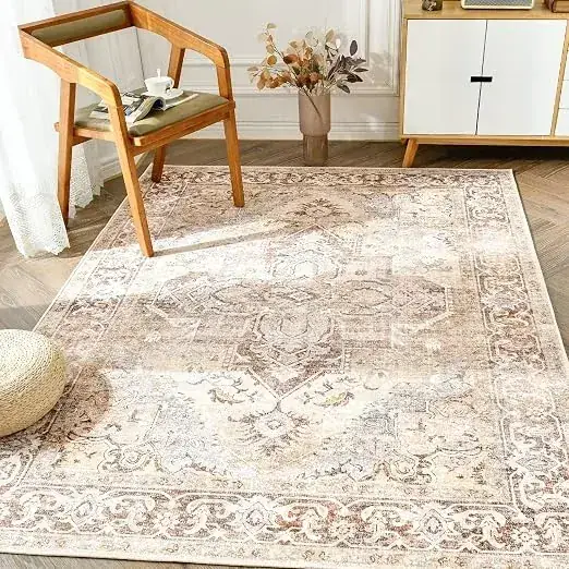 Homemate Vintage Beige Faux Wool Rug