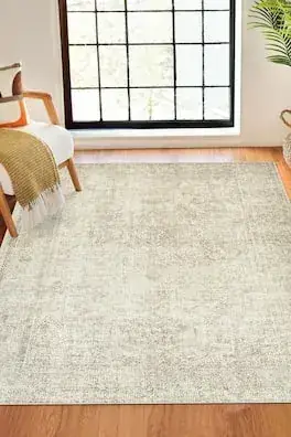 Homemate Vintage Beige Faux Wool Rug — view 4