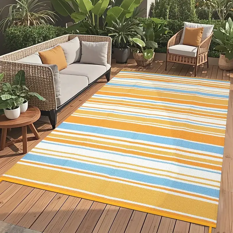 Outdoor Living Carpets Striped Pattern Easy Rug
