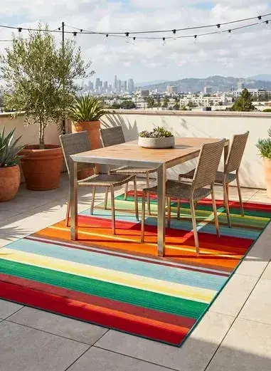 Outdoor Living Carpets Striped Pattern Easy Rug — view 4