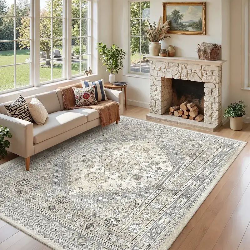 Shinefly Vintage Under Table Floral Rug — view 4