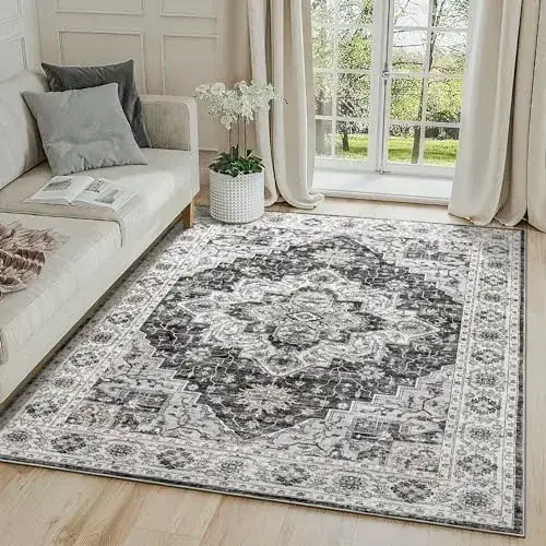 Wondrg Grey Neutral Floral Rug